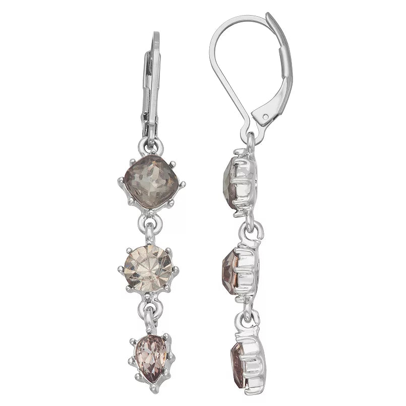 Simply Vera Vera Wang Silver Tone Simulated Gem Linear Drop Earrings