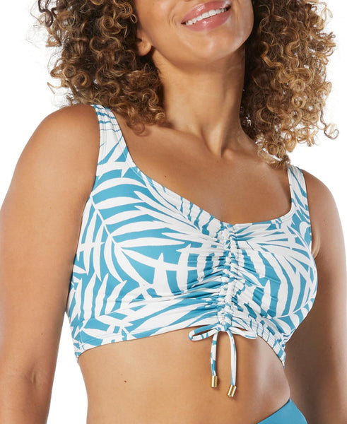 Coco Reef Womens Elevate Palm-Print Shirred Bikini, Size 36D