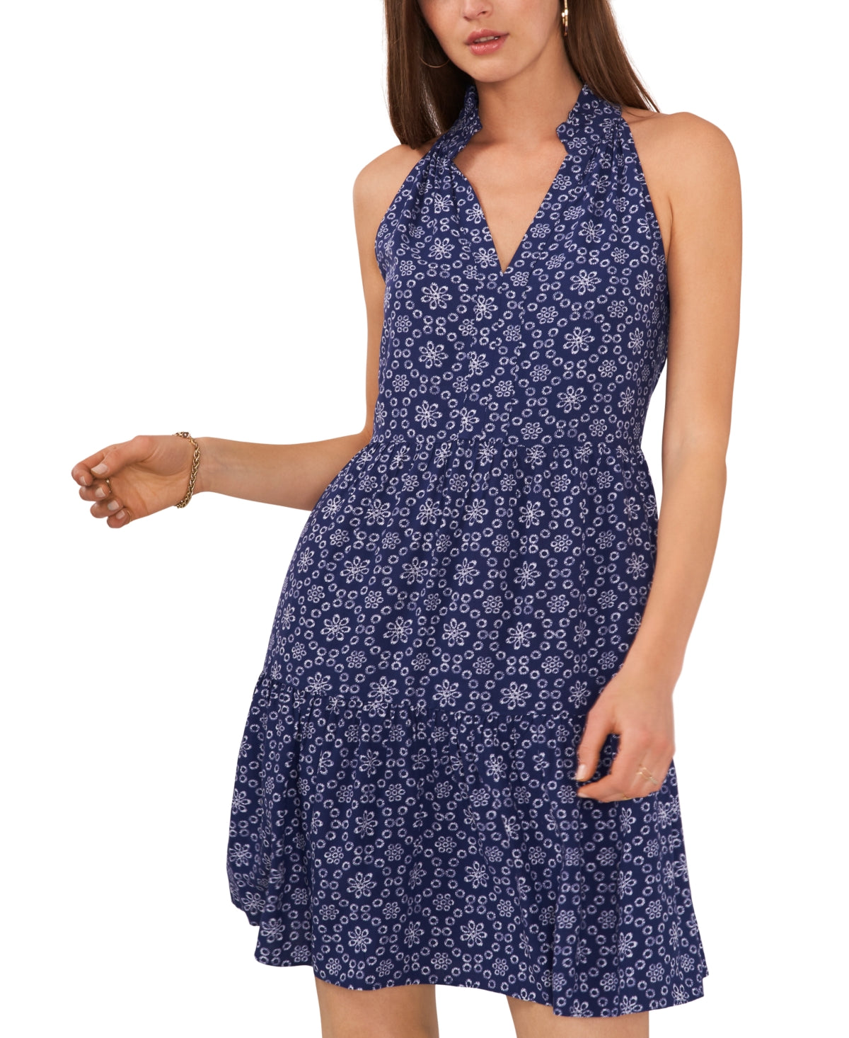 1.STATE Women's Printed Sleeveless Tiered Swim-Dress Cover-Up