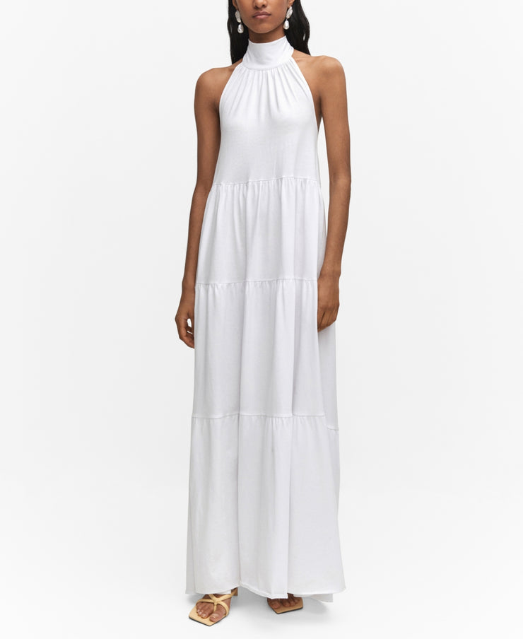 Mango Womens Halter Neck Open Back Dress - White, Size XL