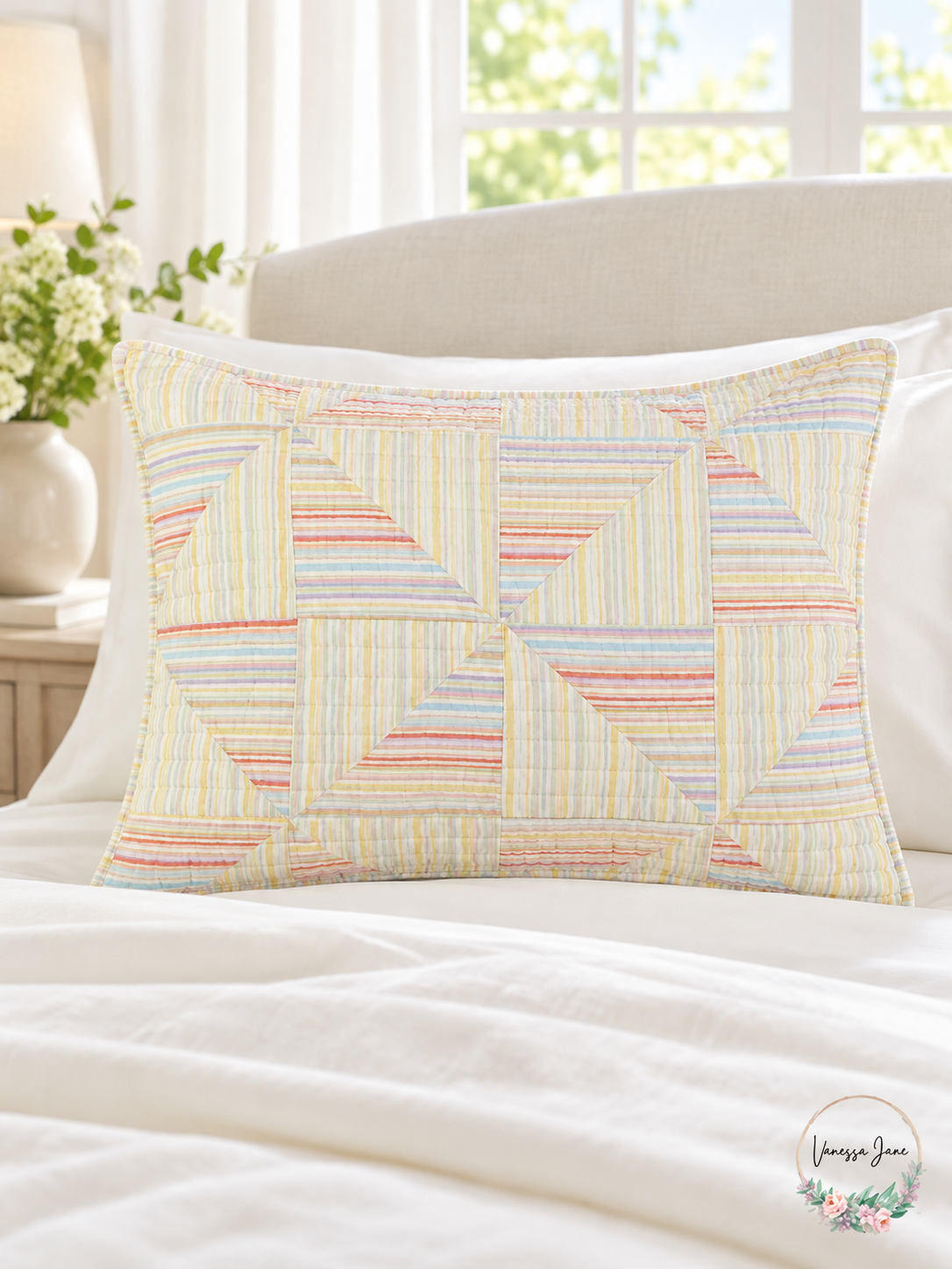 Martha Stewart Standard Pillow Sham – Plaid or Multicolor Patchwork lifestyle