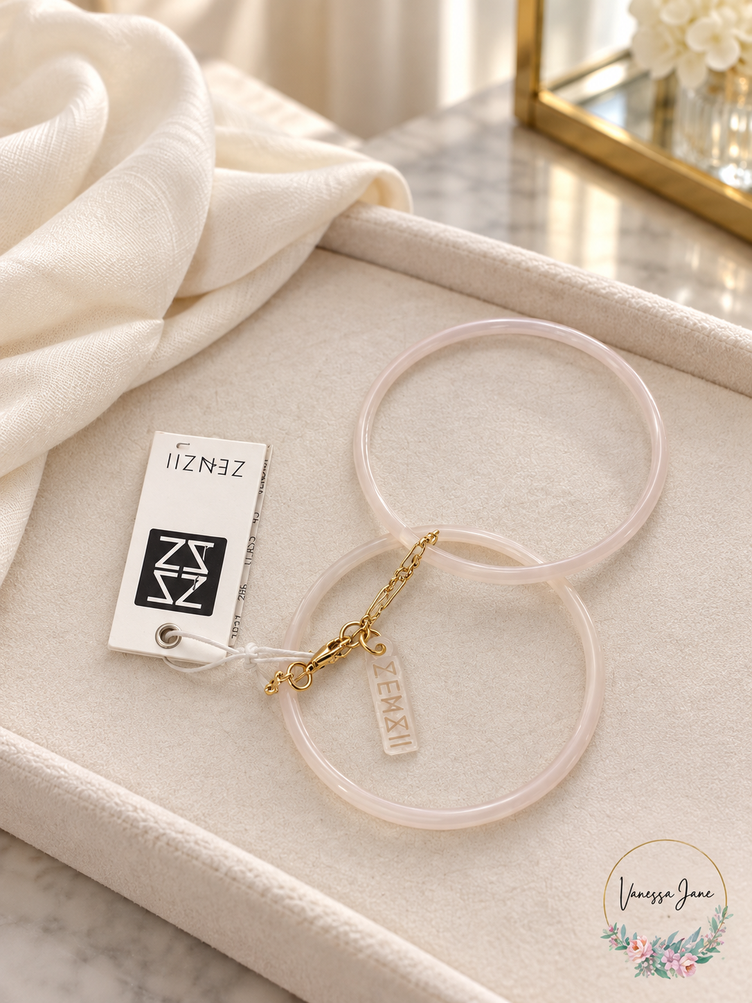 Zenzii Ivory Acetate Gold-Tone Bangle Bracelet Set 2 Pieces lifestyle