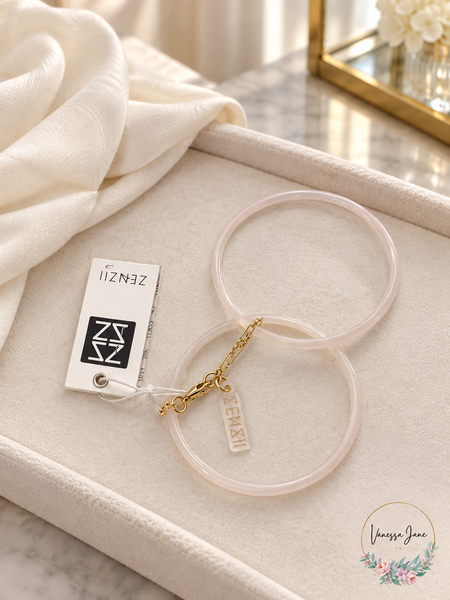 Zenzii Ivory Acetate Gold-Tone Bangle Bracelet Set 2 Pieces lifestyle