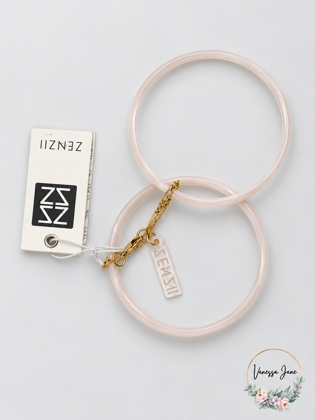Zenzii Ivory Acetate Gold-Tone Bangle Bracelet Set 2 Pieces stock