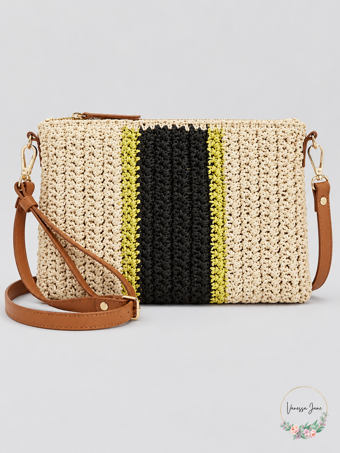 INC Women's Natural Straw Crossbody Bag Stripe or Fringe Styles stock