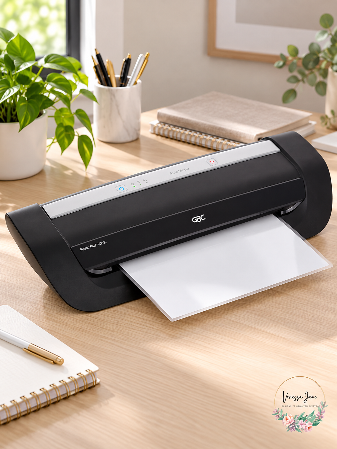 Swingline GBC Fusion Plus 6000L Thermal Pouch Laminator, Black — lifestyle view