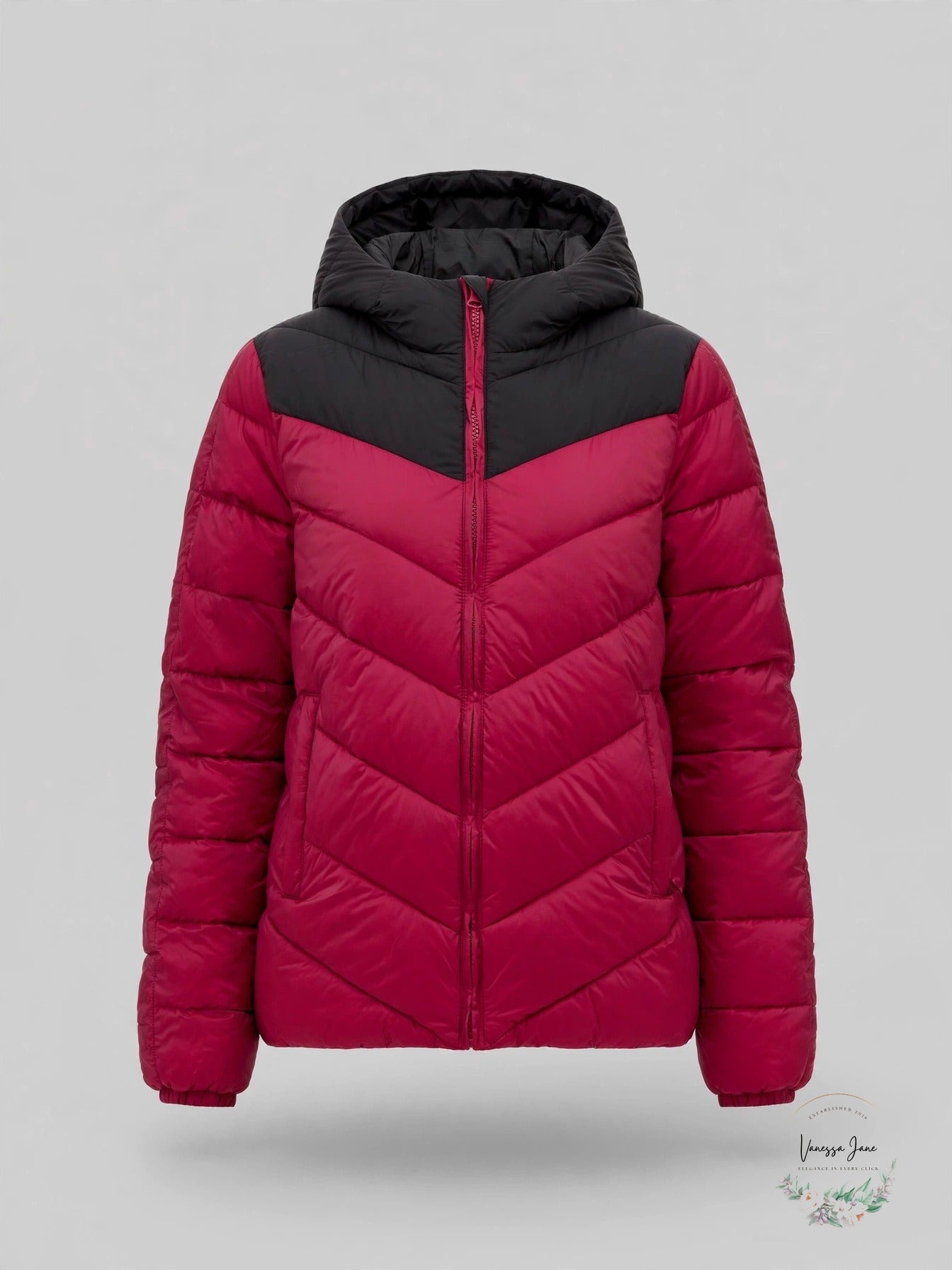 Champion Womens Contrast Lightweight Padded Hooded Jacket, Size Medium