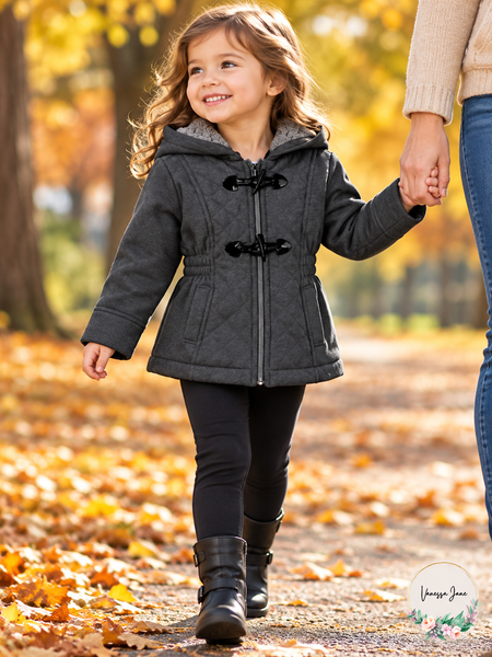 Limited Too Baby Girls Charcoal Hooded Quilted Toggle Coat lifestyle