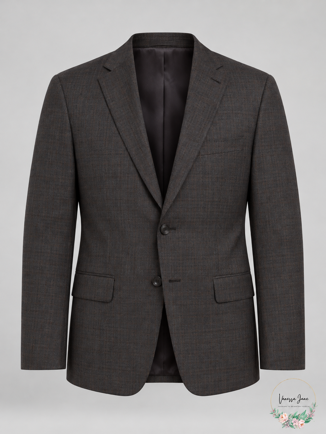 DKNY Men's Modern-Fit Plaid Suit Jacket, 40L, Charcoal & Brown