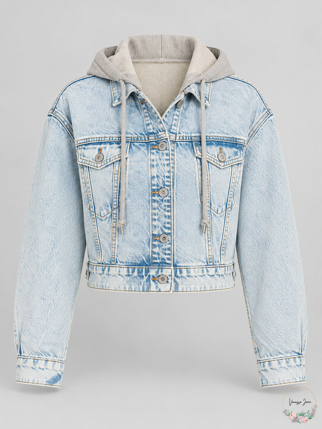 Free People Brando Malta Wash Hooded Cropped Denim Jacket S – stock