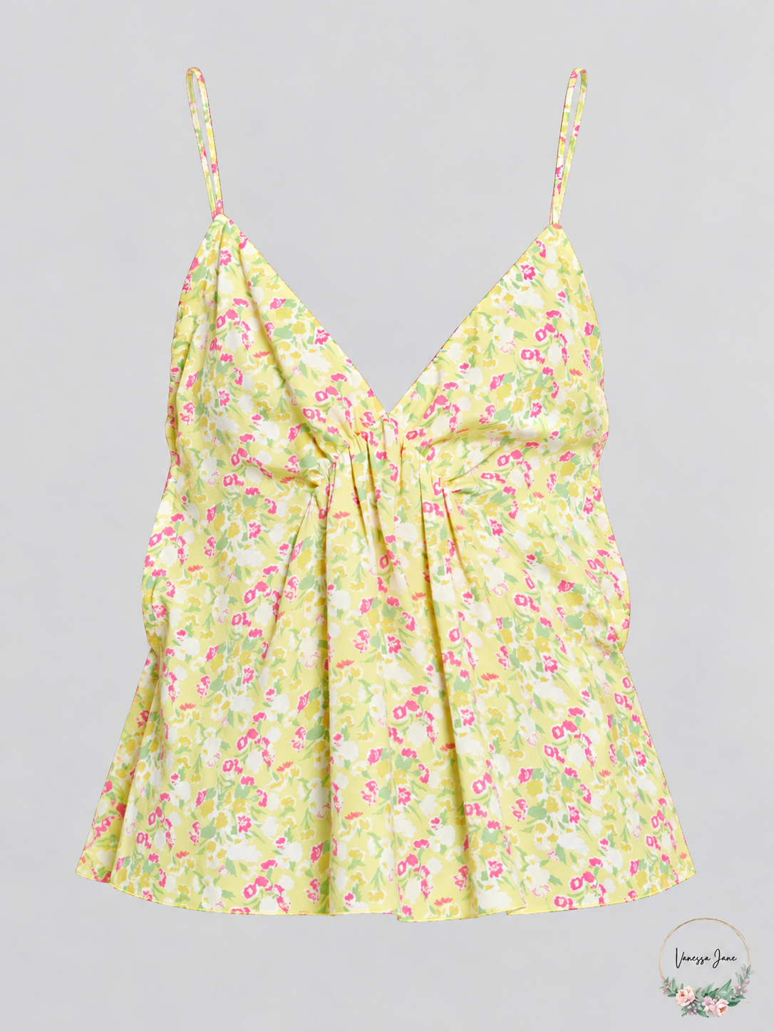 Free People Gardenia Lemon Multi Floral V-Neck Camisole M – stock