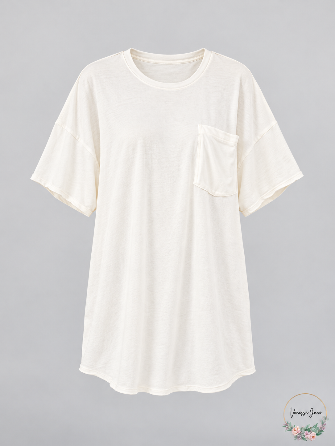 Free People Take It Easy Ivory Oversized Pocket T-Shirt M – stock