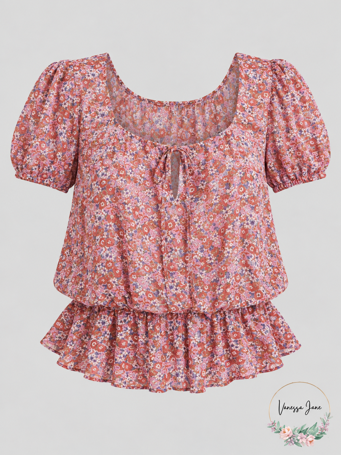 Sanctuary Meet You There Meadow Ditsy Floral Peplum Blouse stock