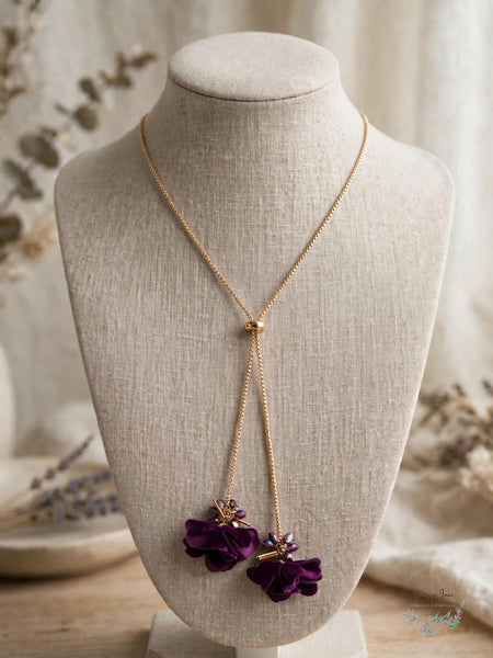 INC Gold-Tone Purple Flower Lariat Necklace - lifestyle bust