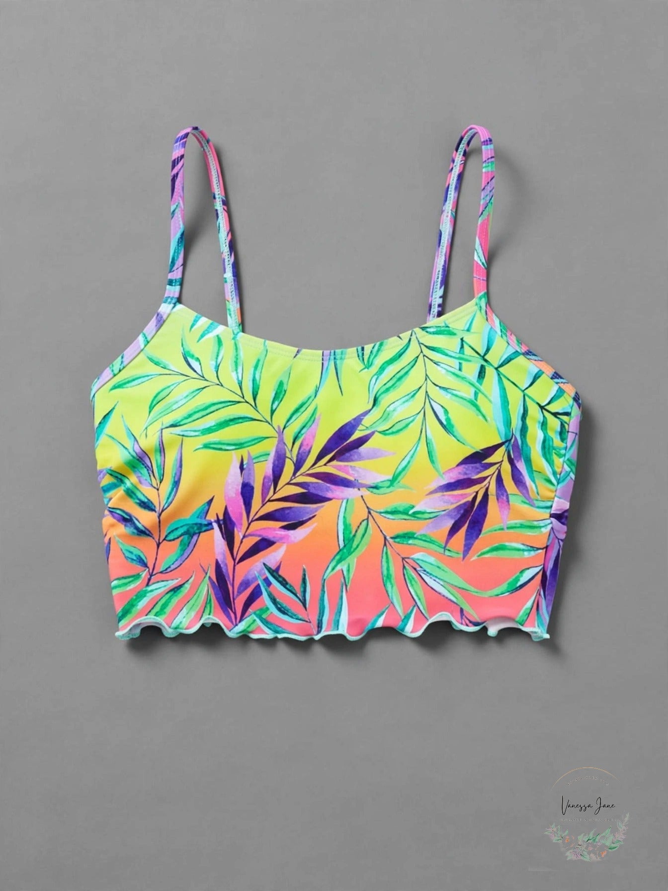 Salt + Cove Printed Underwire Bikini Swim Top Tropical Punch - stock flat lay