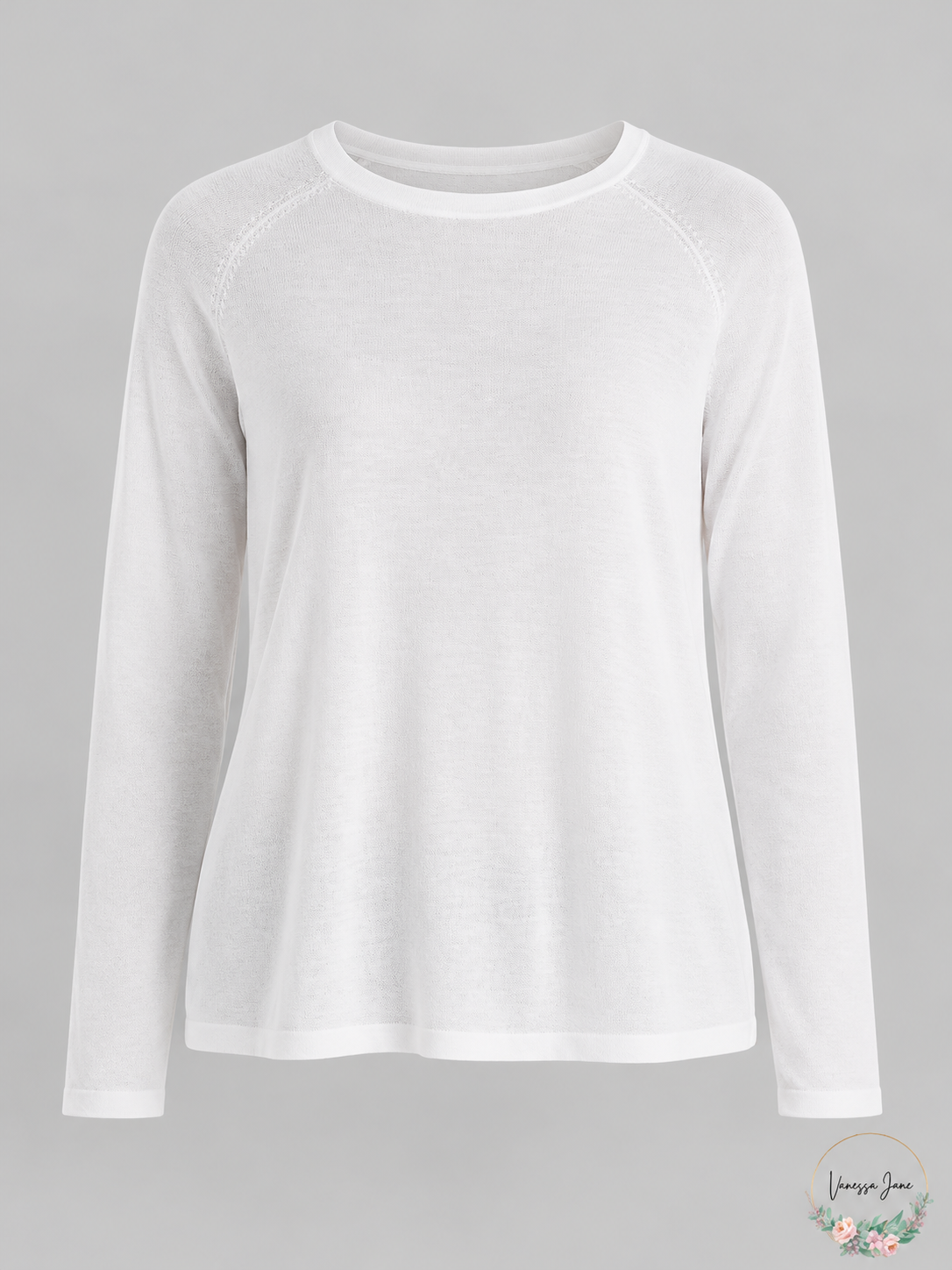 Eileen Fisher Women's Raglan-Sleeve Crewneck Top, Large, Blue or White