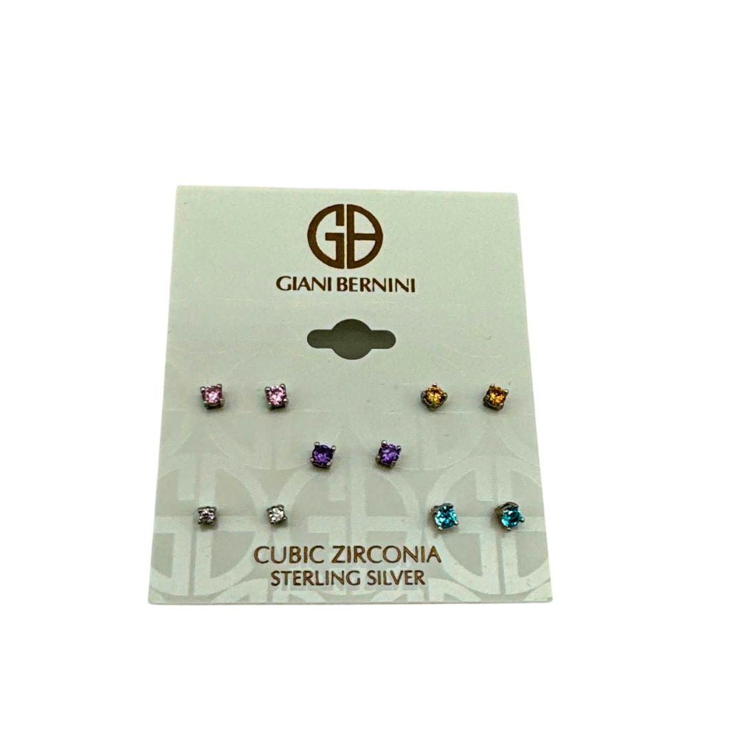 Giani Bernini Sterling Silver Earring Set, Multicolor Cubic Zirconia Five Studs