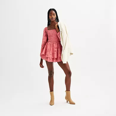 Harper and Ivy Juniors Long Sleeve Dress Romper, Size Medium