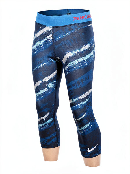 Nike Pro Dry Fit Capri Leggings Static Color Block Blue, Small