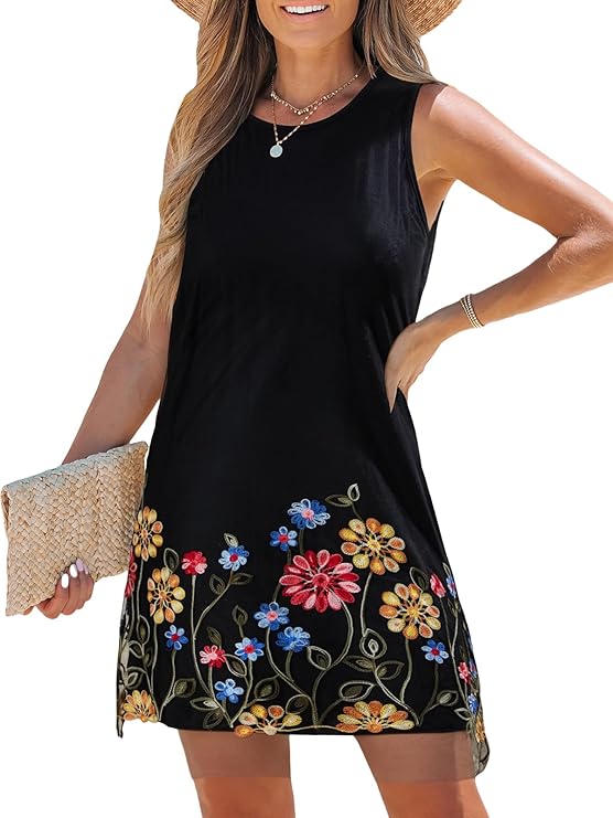 CUPSHE Women Floral Embroidered Summer Dress