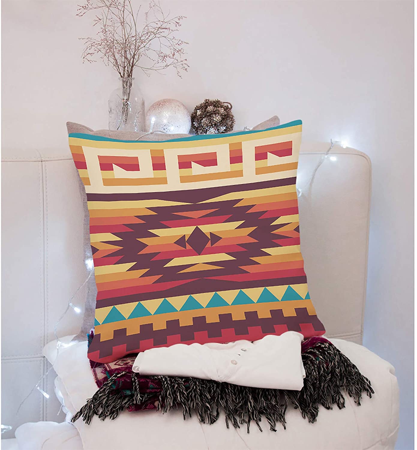 Throw Pillow Cover Native American Square Pillowcase, 18x18