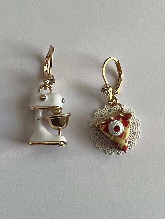 Betsey Johnson Gold Tone Stand Mixer and Cherry Pie Slice Baby Cakes Drop Earrin