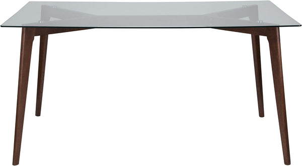 Delacora Parkside 59in Wide Dining Table with Clear Glass Top