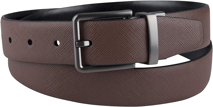 calvin klein men's two-in-one reversible rotative buckle casual dress belt Calvin Klein Men's Monogram Buckle Reversible Leather Belt - Black/Brown
