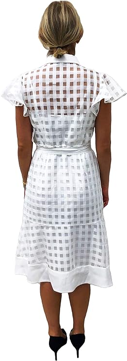 Julia Jordan Ivory Short Sleeve Textured Shirt Dress, Size 16