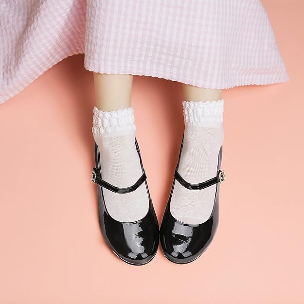 MIXIN Girls Mary Jane Dress Shoes - Princess Ballerina Low Heels, Size 2 Big Kd