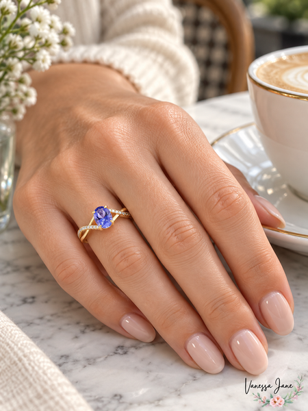 PRIMROSE Purple Cubic Zirconia Twist Ring, 18K Gold over Silver, Size 9 — lifestyle view
