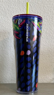 Starbucks Floral & Leaves Purple Plastic Tropical Cold Cup 24 Oz New Summer 2023
