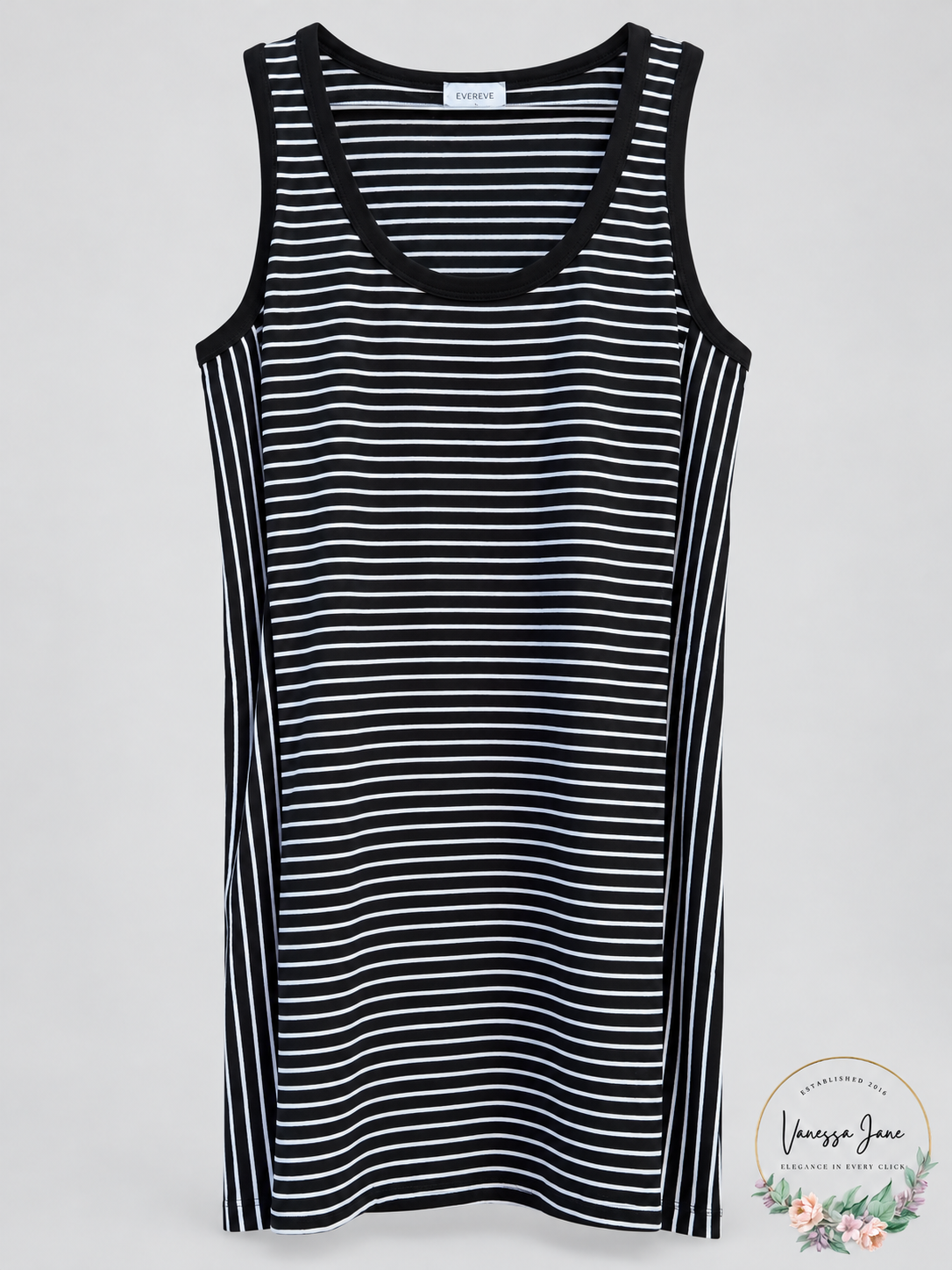 EVEREVE Womens Charlie Striped Pima Cotton Scoop-Neck Dress, Small