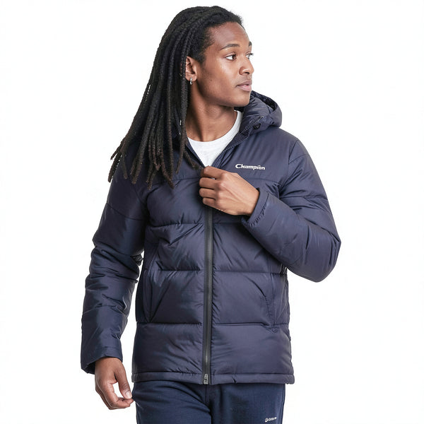 Champion Mens Contrast Lightweight Padded Hooded Jacket, Limited Edition Navy L