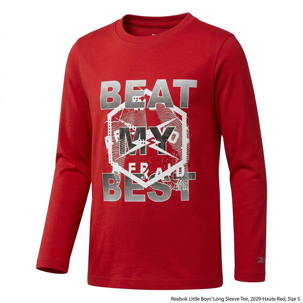 Reebok Little Boys' Long Sleeve Tee, 2029-Haute Red, 5