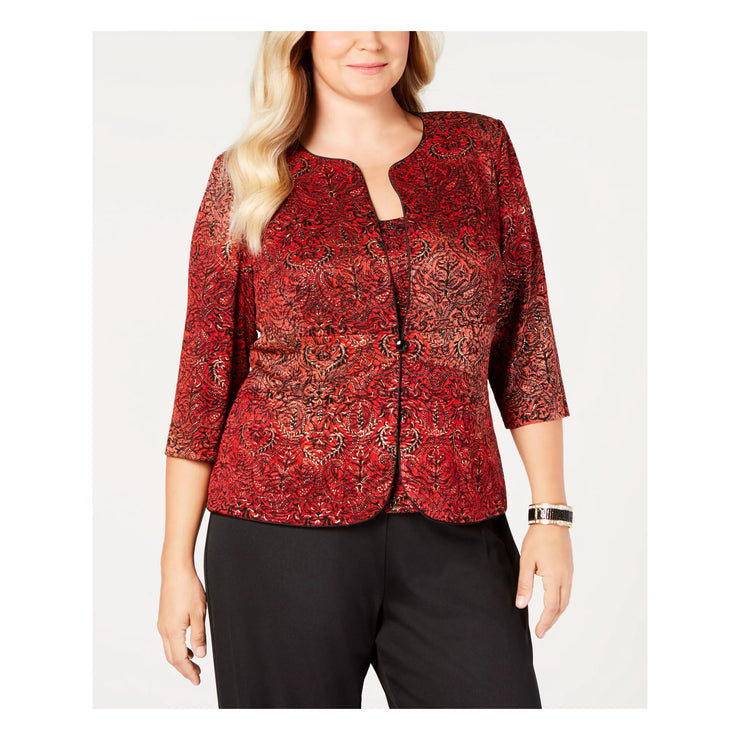 Alex Evenings Womens Red Jacket and Top Set