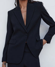 Mango Womens Buttons Detail Suit Blazer - Black