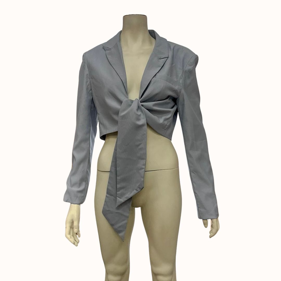 Lulus Suit Your Style Tie-Front Cropped Blazer, Size Large