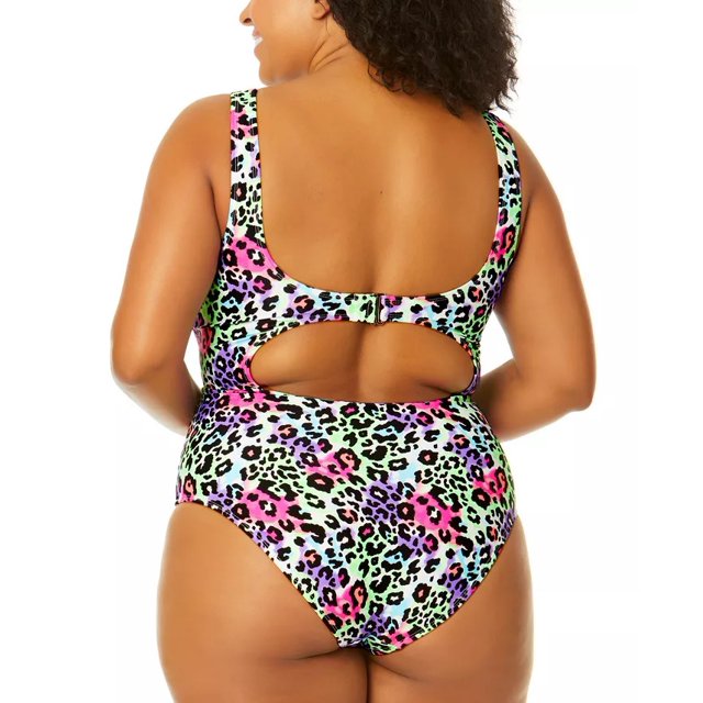 Salt + Cove Trendy Plus Size Leopard Love Molded-Cup X-Back Bikini Top, Size 3X