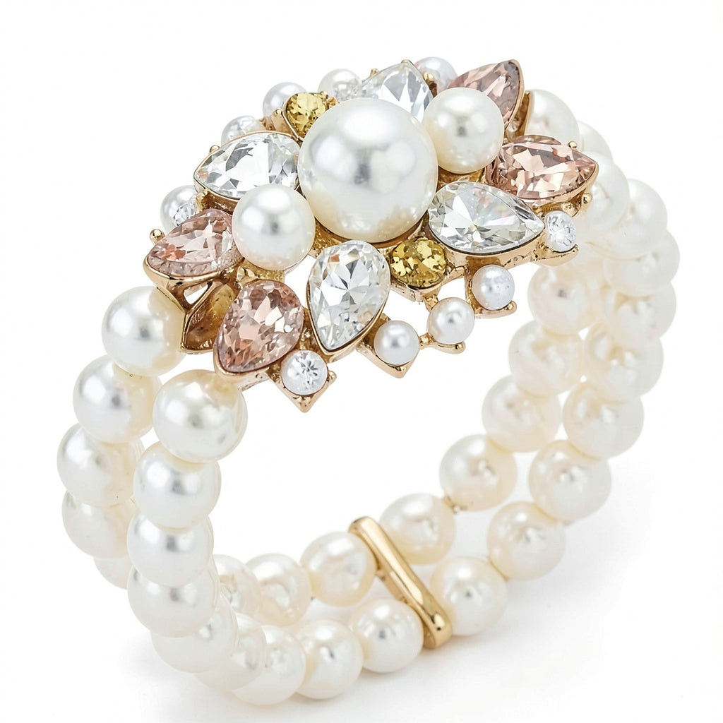 Charter Club Gold-Tone Crystal, Stone & Imitation Pearl Double-Row Bracelet