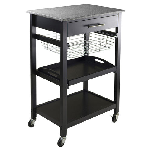 Winsome Julia Granite Top Kitchen Cart Wood/Black - Winsome