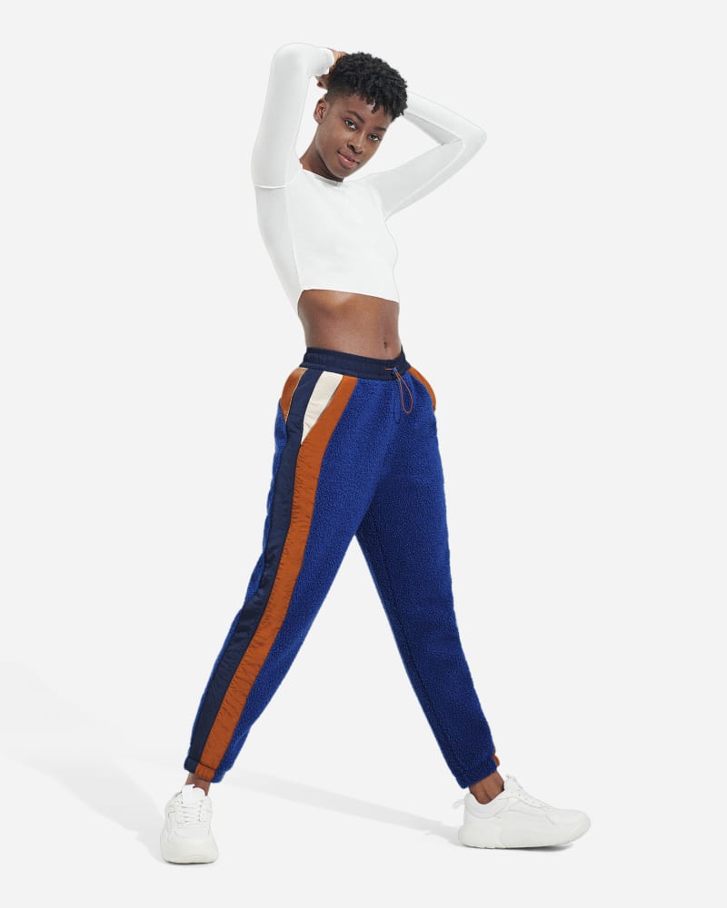 UGG Womens Kieren UGGfluff / Nylon Pant Fleece/Nylon Pants in Night Sky/Hardwood, Size