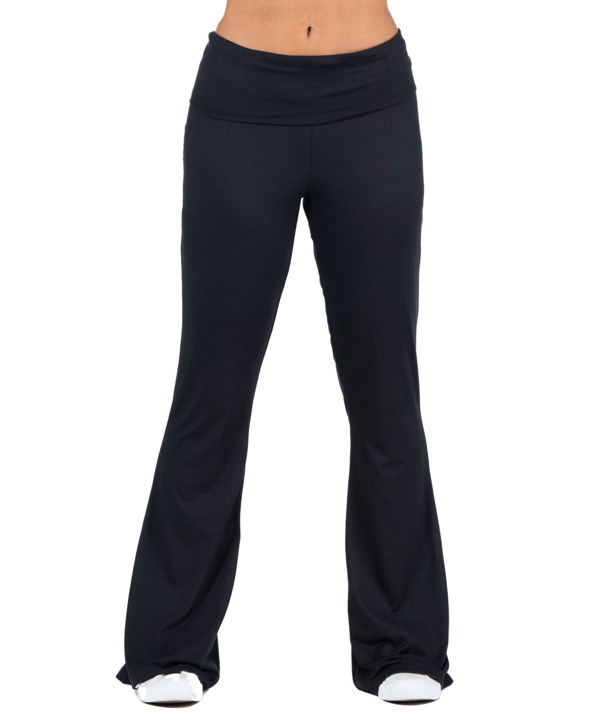 24seven Comfort Apparel Womens Bell Bottom Foldover Waist Sweatpants - Black, Small