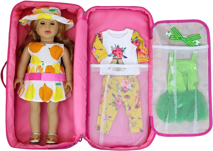 Zita Element 18 inch Girl Doll Accessories Doll Suitcase Travel Luggage Play Set Travel Carrier Storage 18 inch Doll Accessories Including Doll