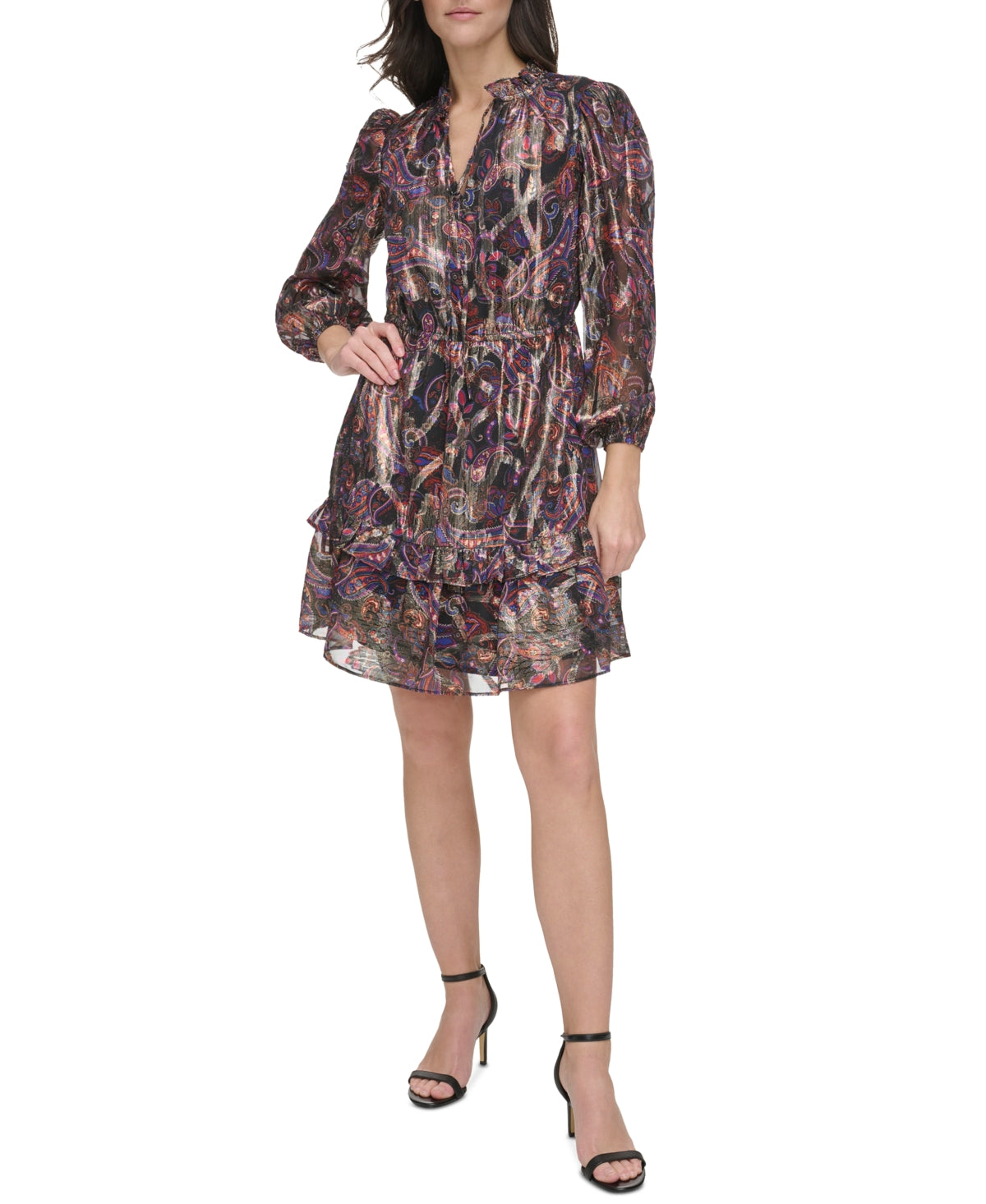 Vince Camuto Womens Paisley-Print Fit and Flare Dress , Size 14