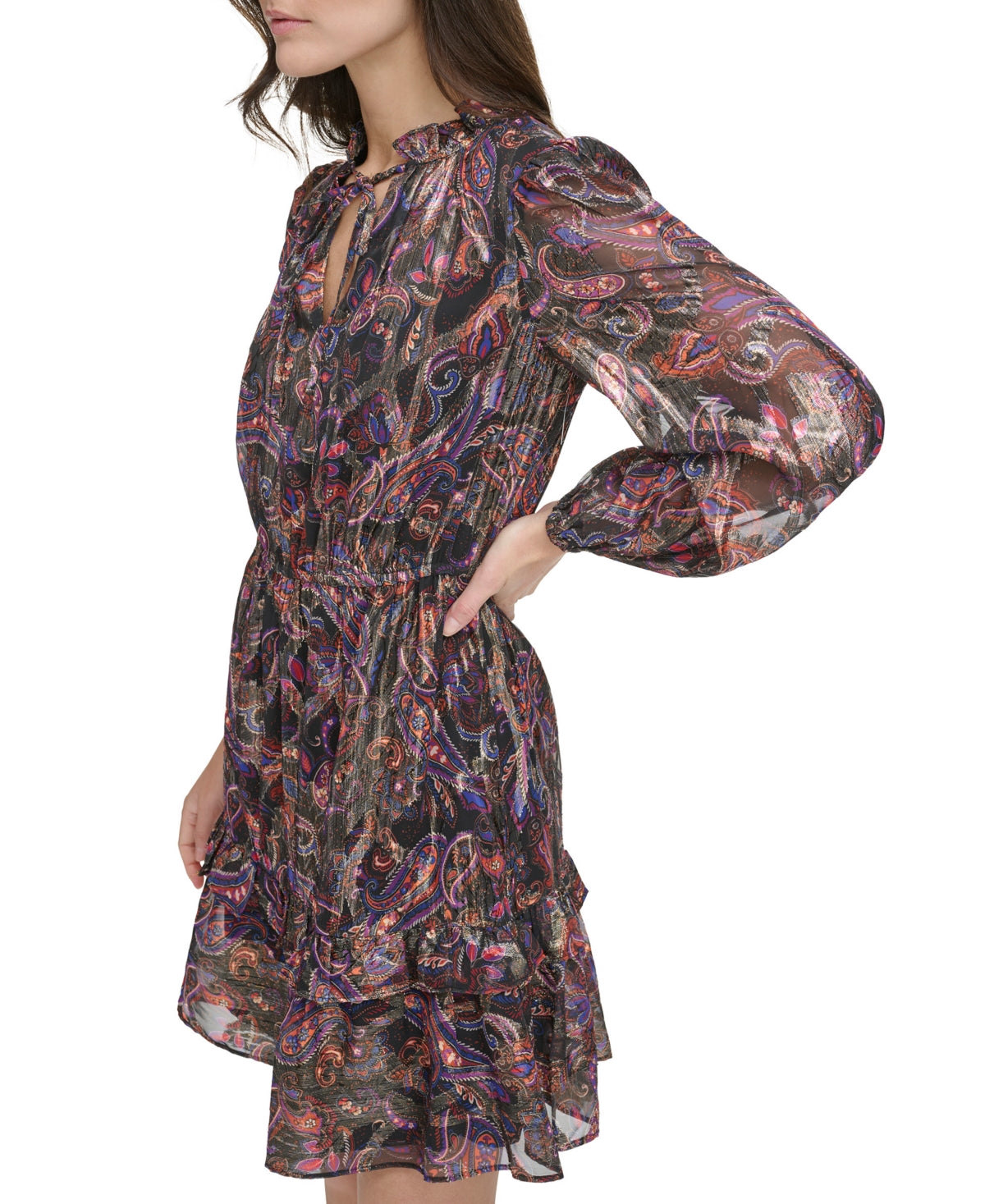 Vince Camuto Womens Paisley-Print Fit and Flare Dress , Size 14