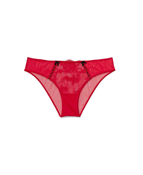 Yara See-through Bikini Panty - Dark Red,Large