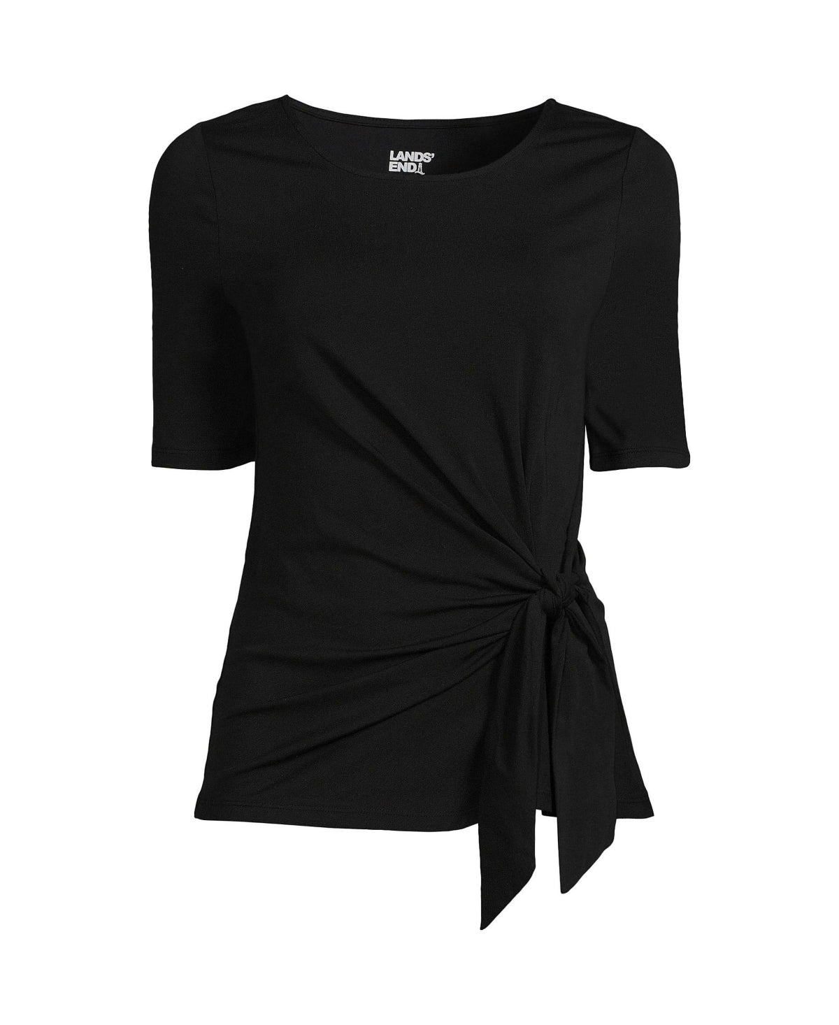 Lands End Womens Plus Size Lightweight Jersey Tie Front Top