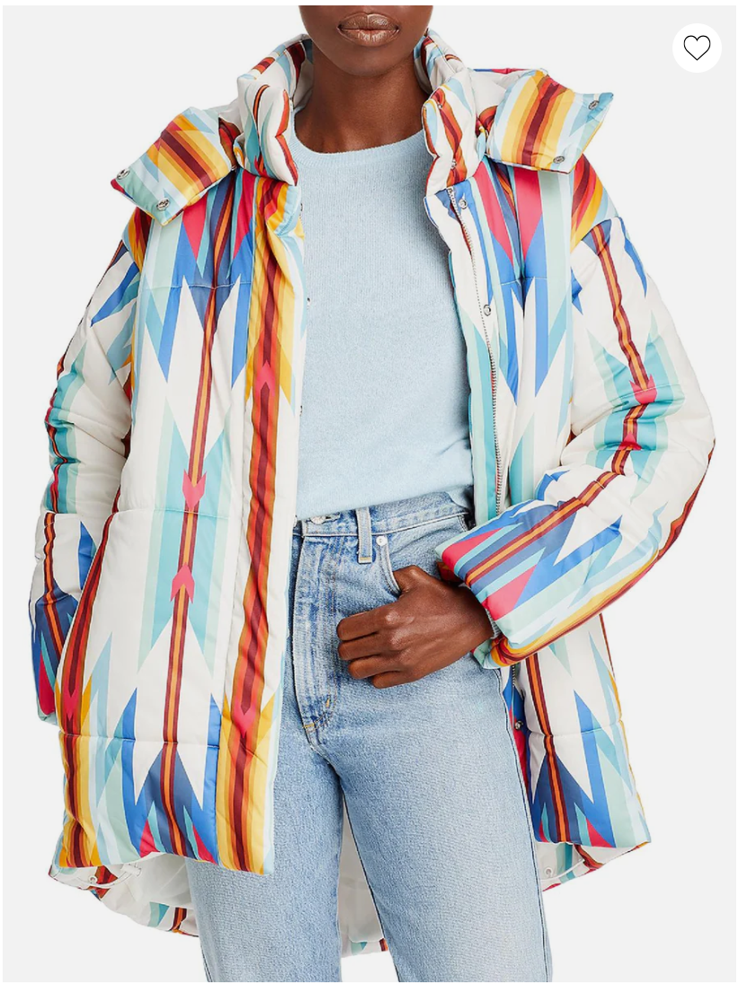 Aqua X Pendleton Cocoon Puffer Coat, Size XS