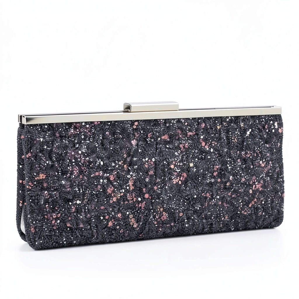 INC International Concepts Carolyn Cake Glitter Clutch Bag, Charcoal